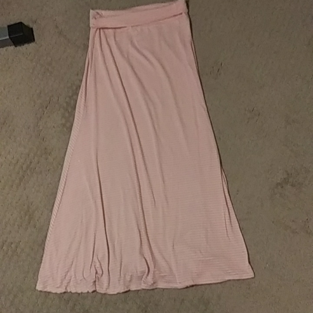 Striped maxi skirt with roll top waistband
